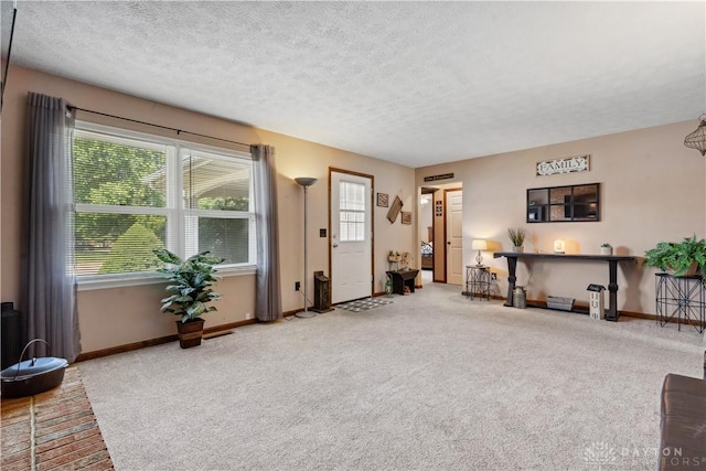 222 Alumni Cir, Wilmington, OH 45177 - living area with carpet floors and a textured ceiling