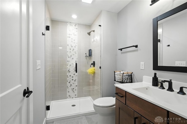 1471 Runnymeade Way, Beavercreek Twp, OH 45385 - bathroom featuring a shower stall, vanity, and recessed lighting