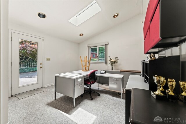 347 Winding Trl, Xenia, OH 45385 - home office with a skylight, lofted ceiling, and recessed lighting