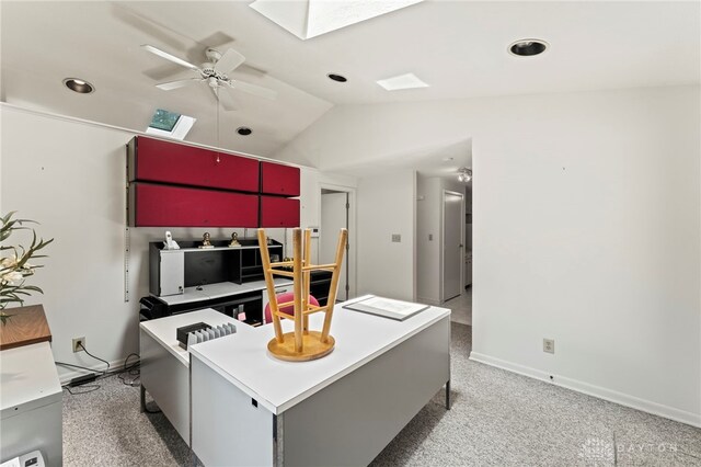 347 Winding Trl, Xenia, OH 45385 - living room featuring a skylight, a ceiling fan, lofted ceiling, and recessed lighting