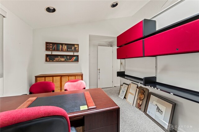 347 Winding Trl, Xenia, OH 45385 - carpeted living area with lofted ceiling and recessed lighting