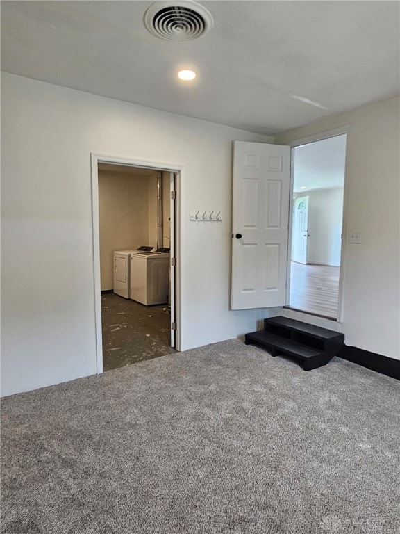 283 Moore St, Lewisburg, OH 45338 - empty room with washer and dryer, carpet floors, and recessed lighting
