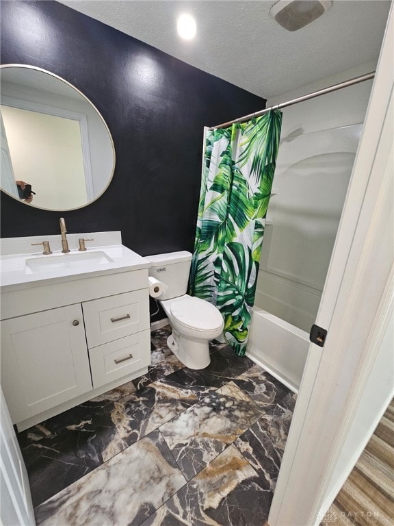 283 Moore St, Lewisburg, OH 45338 - bathroom featuring vanity, shower / bath combination with curtain, and a textured ceiling