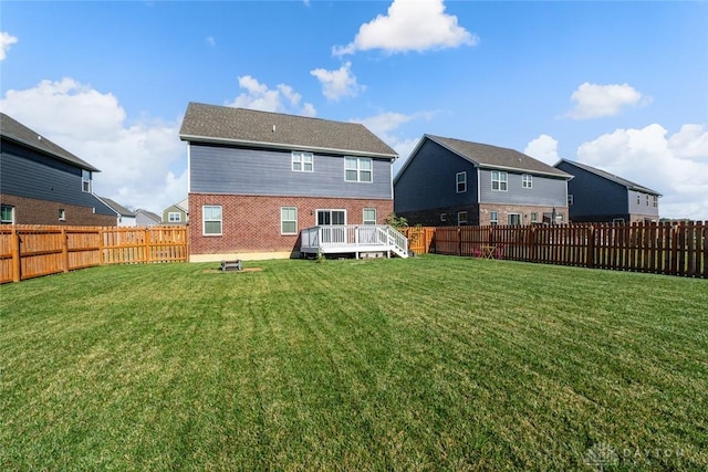 1835 Winding Run, Clearcreek Twp, OH 45458 - back of property featuring a fenced backyard, a deck, and brick siding