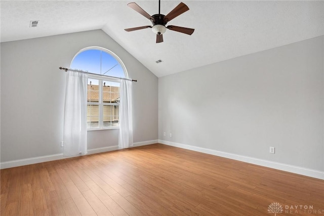 2782 Stefan Pl, Beavercreek, OH 45431 - empty room with ceiling fan, lofted ceiling, and light wood finished floors