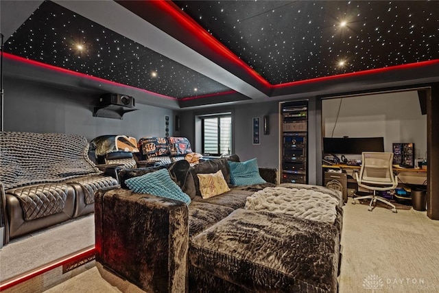 1950 Stone Creek Blvd, Clearcreek Twp, OH 45458 - carpeted home theater room with a raised ceiling