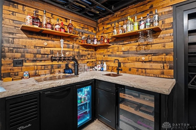 1950 Stone Creek Blvd, Clearcreek Twp, OH 45458 - indoor wet bar with beverage cooler and wooden walls