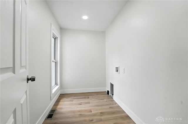 804 S Walnut St, Troy, OH 45373 - laundry room featuring hookup for a washing machine, light wood-type flooring, and recessed lighting