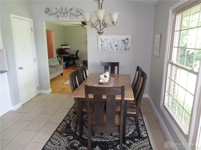 12071 Oxford Rd, Germantown, OH 45327 - dining room featuring light tile patterned floors and a chandelier