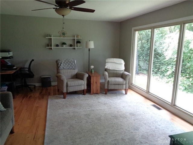 12071 Oxford Rd, Germantown, OH 45327 - living area featuring ceiling fan and wood finished floors