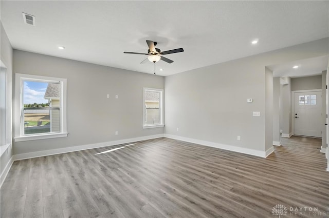 3384 Randall Dr, Cedarville Twp, OH 45314 - unfurnished room with ceiling fan, recessed lighting, and wood finished floors