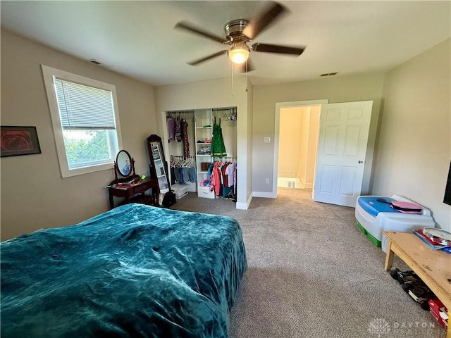 10995 Rockridge Rd, Lewisburg, OH 45338 - carpeted bedroom featuring a closet and a ceiling fan