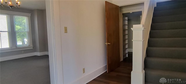 289 Dayton Ave, Xenia, OH 45385 - staircase with a chandelier and wood finished floors