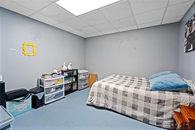 1227 Fyffe Ave, New Carlisle, OH 45344 - bedroom with a drop ceiling and finished concrete floors