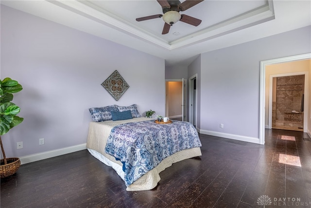 1590 Fairground Rd, Xenia, OH 45385 - bedroom featuring a raised ceiling, hardwood / wood-style flooring, and ceiling fan