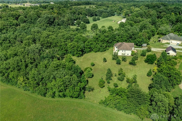 1590 Fairground Rd, Xenia, OH 45385 - aerial overview of property's location with a heavily wooded area