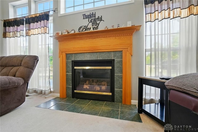 2435 Forest Oaks Dr, Beavercreek, OH 45431 - detailed view of a fireplace and carpet