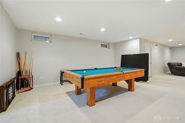 2435 Forest Oaks Dr, Beavercreek, OH 45431 - game room with light colored carpet, recessed lighting, and billiards table