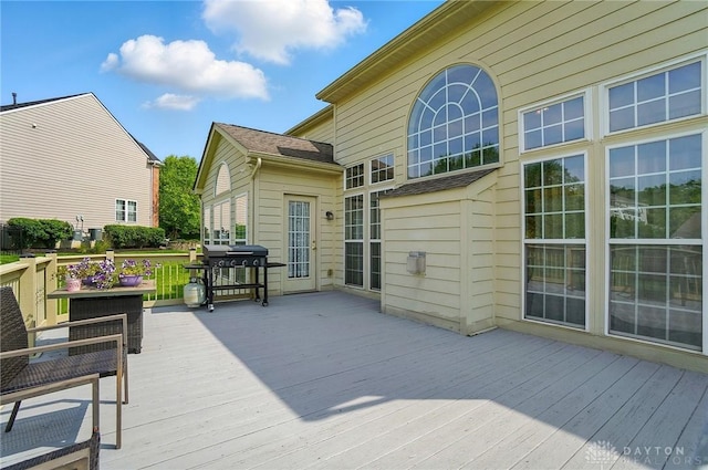2435 Forest Oaks Dr, Beavercreek, OH 45431 - wooden terrace with a grill