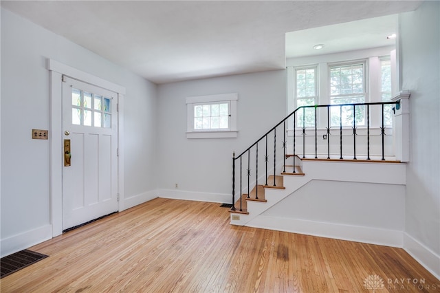 25 Laura Ave, Dayton, OH 45405 - foyer entrance featuring wood finished floors and stairs