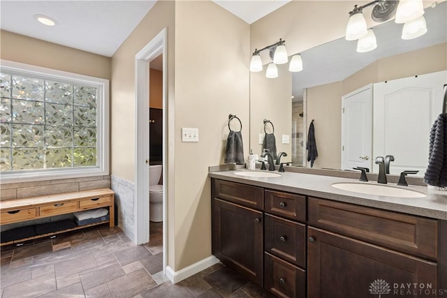 395 Victoria Pl, Waynesville, OH 45068 - full bath featuring double vanity and stone finish floors