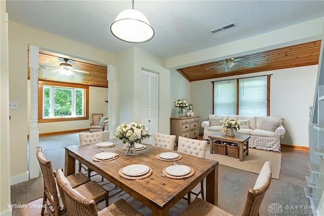 989 Ogden Rd, Adams Twp, OH 45177 - dining room featuring a ceiling fan and wood finished floors
