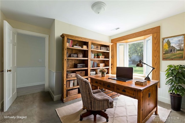 989 Ogden Rd, Adams Twp, OH 45177 - office area featuring light colored carpet and wainscoting