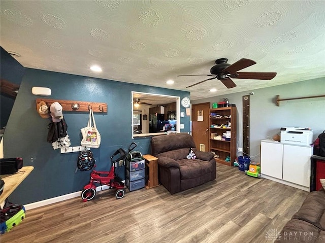 191 Ardmore Dr, Cedarville, OH 45314 - living room with ceiling fan, wood finished floors, and recessed lighting