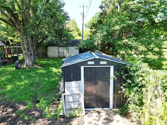 191 Ardmore Dr, Cedarville, OH 45314 - view of shed with a playground