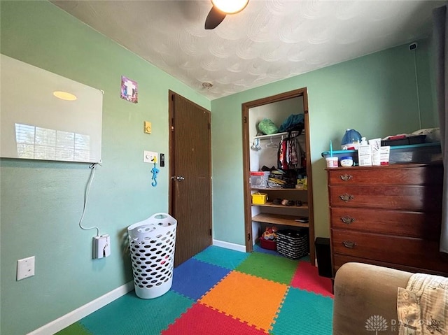191 Ardmore Dr, Cedarville, OH 45314 - recreation room with baseboards and ceiling fan