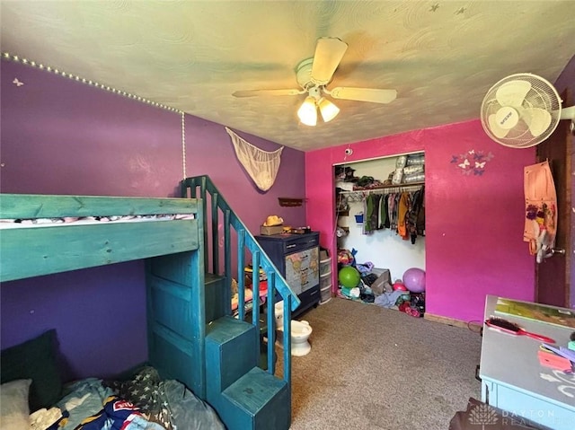 191 Ardmore Dr, Cedarville, OH 45314 - carpeted bedroom with a closet and a ceiling fan