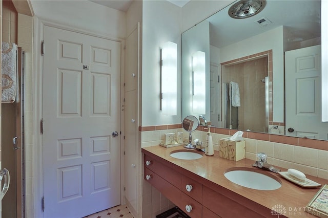 11 Peterson Pl, Wilmington, OH 45177 - bathroom with double vanity and a stall shower