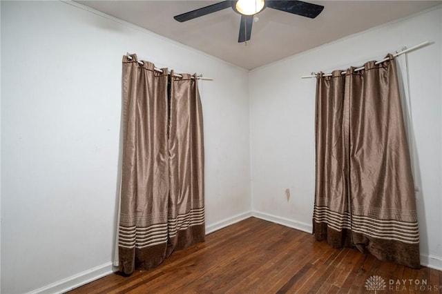 718 Hook Rd, Xenia, OH 45385 - empty room with hardwood / wood-style flooring, a ceiling fan, and crown molding