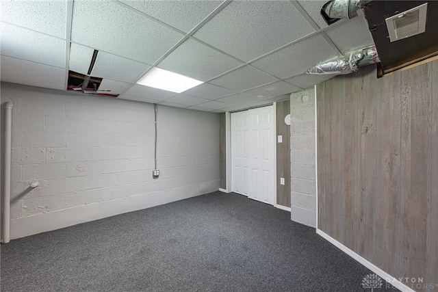 607 Alexander Dr, Dayton, OH 45403 - finished below grade area with carpet flooring and a drop ceiling