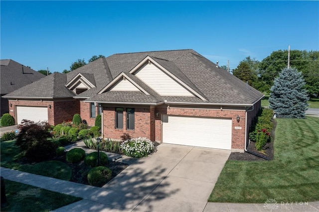 7135 Salem Crossing Pl, Englewood, OH 45322 - view of front of property featuring a garage, brick siding, concrete driveway, and a front yard