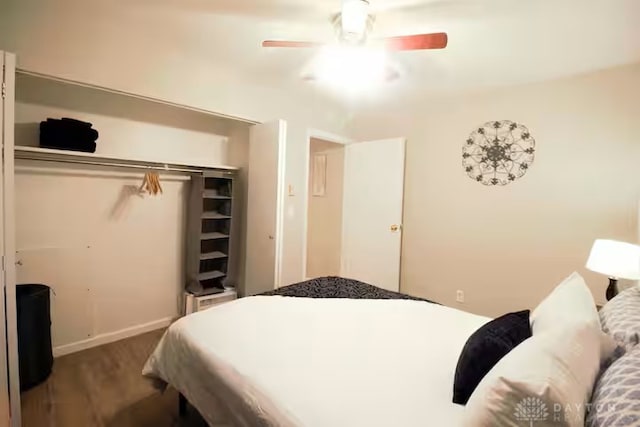 4646 Wayne Meadows Cir Unit 4640, Dayton, OH 45424 - bedroom featuring wood finished floors, a closet, and a ceiling fan