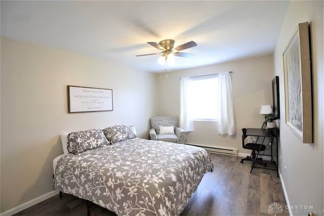 4646 Wayne Meadows Cir Unit 4640, Dayton, OH 45424 - bedroom with wood finished floors, a baseboard radiator, and ceiling fan