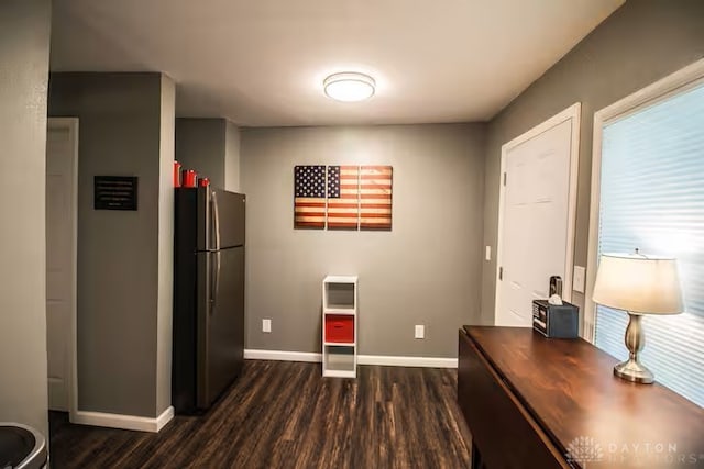 4646 Wayne Meadows Cir Unit 4640, Dayton, OH 45424 - kitchen featuring freestanding refrigerator and dark wood-style flooring