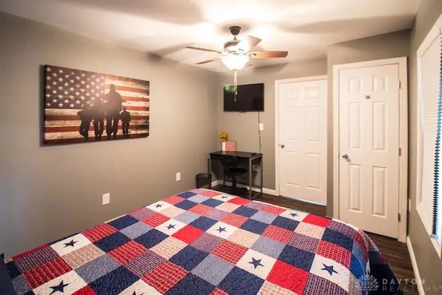 4646 Wayne Meadows Cir Unit 4640, Dayton, OH 45424 - bedroom featuring ceiling fan and wood finished floors