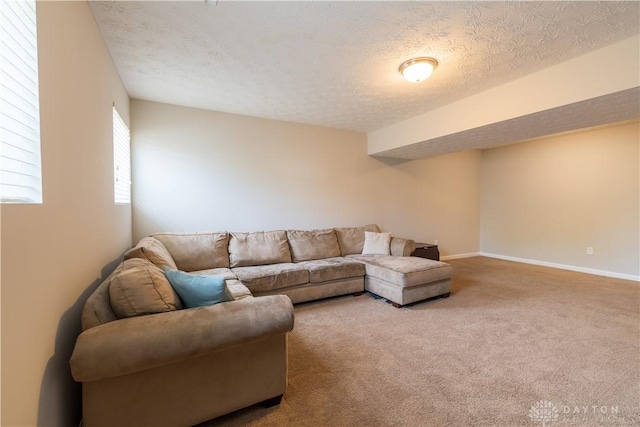4005 Clearstream Way, Englewood, OH 45322 - carpeted living area with a textured ceiling and baseboards