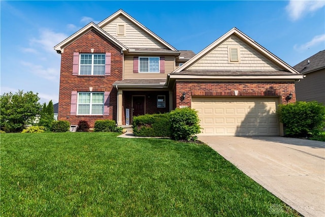4005 Clearstream Way, Englewood, OH 45322 - view of front facade with brick siding, concrete driveway, a front lawn, and a garage