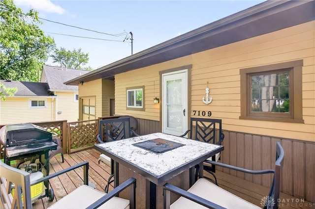 7109 Hancock, Russells Point, OH 43348 - wooden deck with outdoor dining space