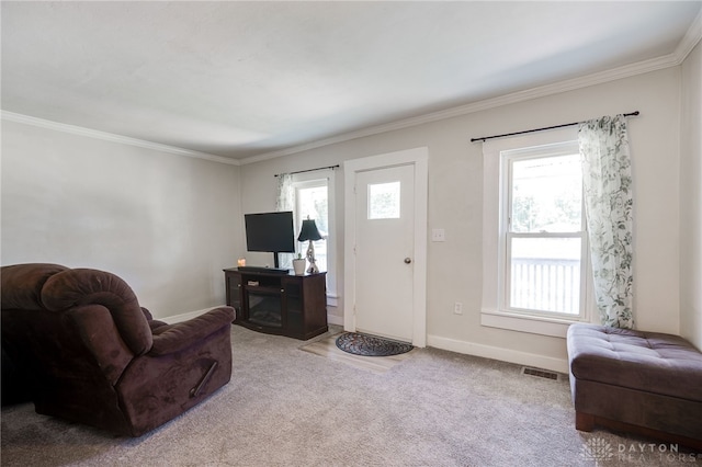 541 E Main St, Xenia, OH 45385 - carpeted living room with crown molding