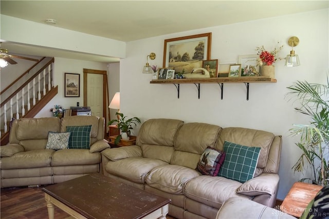 4741 Wolverton Rd, Eaton, OH 45320 - living area featuring stairway and dark wood-style flooring
