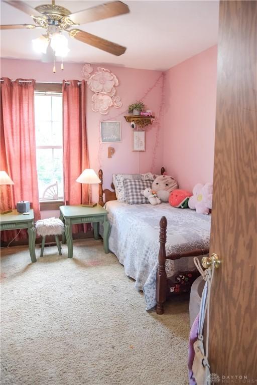 4741 Wolverton Rd, Eaton, OH 45320 - bedroom featuring carpet floors and a ceiling fan