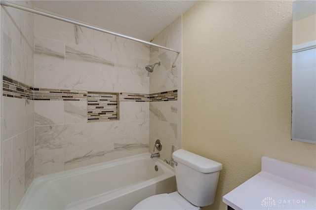 1110 Langdale Ave, New Carlisle, OH 45344 - bathroom featuring vanity, shower / washtub combination, and a textured ceiling