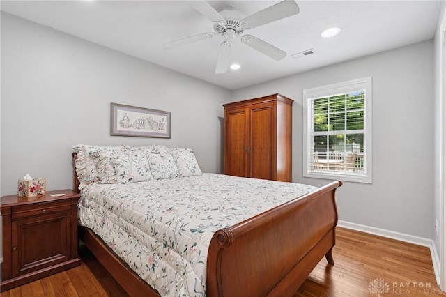 69 Bridge St, Cedarville Twp, OH 45314 - bedroom with wood finished floors, recessed lighting, and a ceiling fan