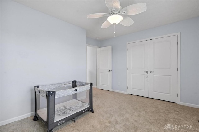 1681 S Branch Rd, Clearcreek Twp, OH 45458 - bedroom with carpet, a ceiling fan, and a closet