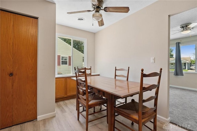 442 Kirkwood Dr, Fairborn, OH 45324 - dining space with ceiling fan and light wood-style flooring