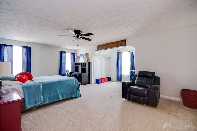 2933 E Ambrosia Ln, Xenia, OH 45385 - bedroom featuring carpet flooring, a ceiling fan, and a textured ceiling
